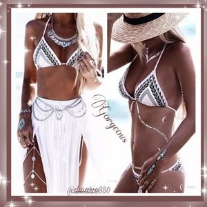 Boho style push up bikini bathing suit
